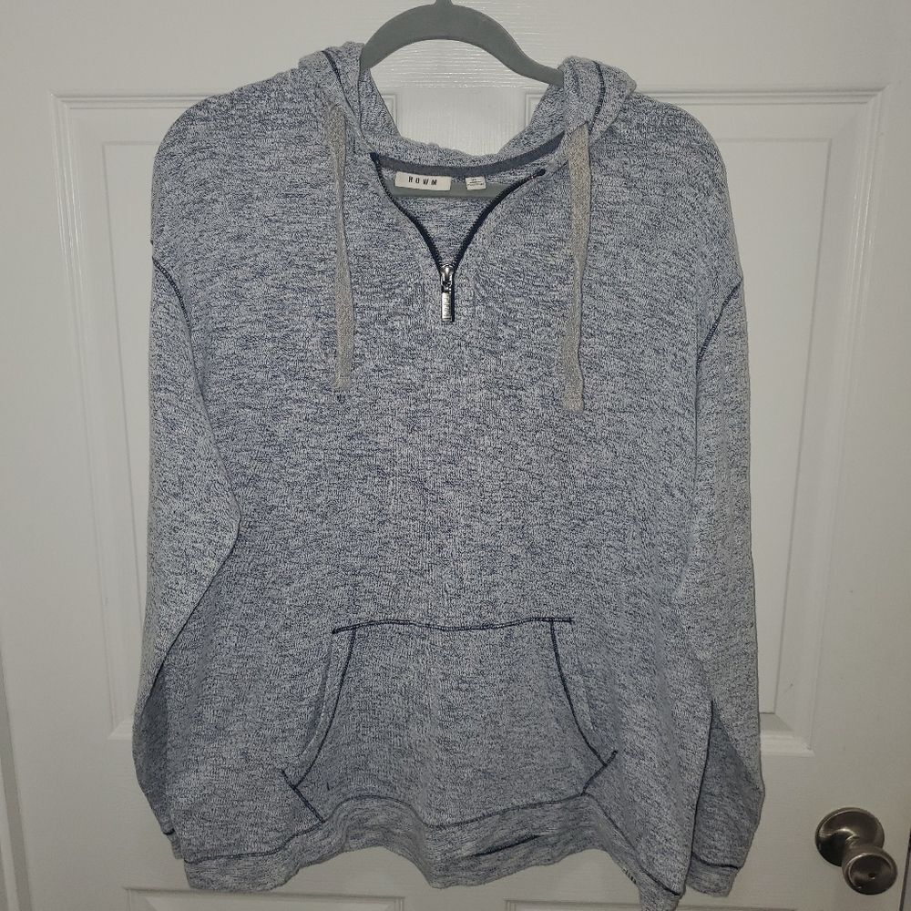 Gray Zip Up Sweater with Ribbed Cuffs
